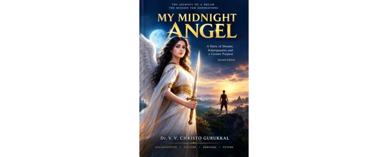MY MIDNIGHT ANGEL: Second Edition of Dr. V. V. Christo Gurukkal’s Book Coming Soon The literary journey of MY MIDNIGHT ANGEL, a book by Dr. V. V. Christo Gurukkal, is set to enter a new chapter with the announcement of its second edition. First published in 2023, the book is preparing to return to readers, bringing renewed attention to a work whose title evokes dreams, inspiration, self-confidence, and personal growth. The upcoming edition marks an important milestone in the author's journey as a writer and cultural contributor. Known for his involvement in Kalaripayattu, Kerala’s traditional martial art, Dr. Christo Gurukkal has also made contributions to literature, research, academic discussions, and cultural activities. Through his varied pursuits, he continues to explore ideas that connect traditional values with contemporary life. A Book That Invites Readers to Reflect Some books capture our attention through their stories, while others encourage us to pause, reflect, and look at life from a different perspective. The title MY MIDNIGHT ANGEL naturally creates a sense of curiosity, inviting readers to think about the dreams, thoughts, and sources of inspiration that influence their lives. Midnight often represents a quiet moment when the distractions of the day fade away and personal thoughts come to the surface. It can be a time for reflection, a moment to revisit forgotten dreams, or an opportunity to find clarity during uncertain times. An angel, meanwhile, can symbolise hope, guidance, comfort, and encouragement. Together, these ideas create an intriguing impression, connecting the title with the deeply personal experiences that shape the human journey. Dreams give us something to work towards, while self-confidence helps us take the first step. Inspiration can arrive unexpectedly, sometimes through a person, a meaningful experience, or a thought that changes the way we see ourselves. In this sense, MY MIDNIGHT ANGEL offers a title that encourages curiosity and reflection, inviting readers to discover the book in their own way. Dr. V. V. Christo Gurukkal: A Journey Beyond Literature Dr. V. V. Christo Gurukkal is actively involved in the promotion and development of Kalaripayattu, a traditional martial art deeply connected with Kerala’s cultural heritage. He currently serves as Secretary of the Kerala Kalaripayattu Association, Secretary of the Indian Kalaripayattu Federation, and Secretary of the World Kalaripayattu Federation. His responsibilities across these organisations reflect his continued engagement with the preservation, promotion, and wider recognition of Kalaripayattu. Beyond physical training and martial techniques, the tradition carries values associated with discipline, concentration, perseverance, respect for the guru, and personal development. Alongside his organisational commitments, Dr. Gurukkal has contributed to literary and academic fields through books, research papers, academic presentations, and cultural lectures on Kalaripayattu and other subjects. These activities demonstrate his interest in sharing knowledge across different platforms and engaging with audiences through both traditional and contemporary forms of communication. His work also highlights the importance of preserving cultural knowledge while making it meaningful and accessible to younger generations. In a rapidly changing world, maintaining a connection with traditional practices can help people appreciate the values, experiences, and wisdom passed down through generations.     Connecting Traditional Values with Modern Aspirations The principles associated with Kalaripayattu extend beyond the training ground. Discipline teaches consistency, perseverance encourages people to continue through difficulties, and self-confidence helps individuals face challenges with determination. These values remain relevant in education, professional life, personal relationships, and the pursuit of individual ambitions. Such principles also connect naturally with the themes suggested by MY MIDNIGHT ANGEL. Every individual has dreams, faces moments of uncertainty, and looks for inspiration at different stages of life. The ability to remain hopeful, believe in oneself, and continue moving forward can make a meaningful difference. Through his involvement in cultural activities and literary work, Dr. Gurukkal brings together different avenues of expression. His journey reflects a continuing engagement with knowledge, culture, and the importance of inspiring others. The Wait for the Second Edition Originally published in 2023, MY MIDNIGHT ANGEL is now preparing for its second edition. Its forthcoming release offers a fresh opportunity to bring the book back into focus and introduce it to readers who may be discovering the title for the first time. A new edition is more than another stage in a book’s publication journey. It also represents the continuation of an author's creative efforts and the opportunity for a written work to reach new readers over time. Details regarding the release date, publisher, price, and availability of the second edition will be announced in due course. Readers and those interested in Dr. Gurukkal’s literary journey can look forward to further updates as the release approaches. As anticipation builds, MY MIDNIGHT ANGEL stands as a title that invites readers to think about the dreams they carry, the inspiration they find, and the confidence they need to pursue their goals. COMING SOON! MY MIDNIGHT ANGEL The Second Edition by Dr. V. V. Christo Gurukkal Dr. V. V. Christo Gurukkal